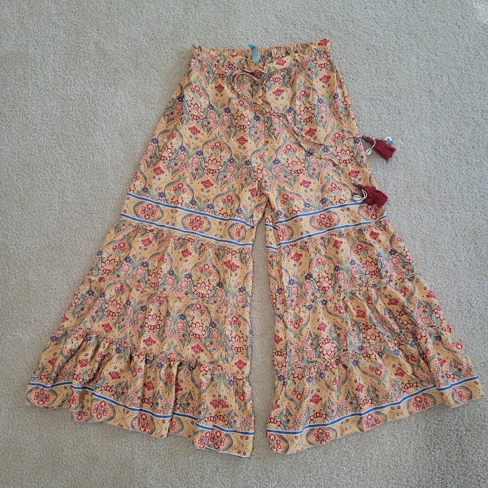 Chic Style Boho Festival Palazzo Size Medium Cream Draw string Gypsycore